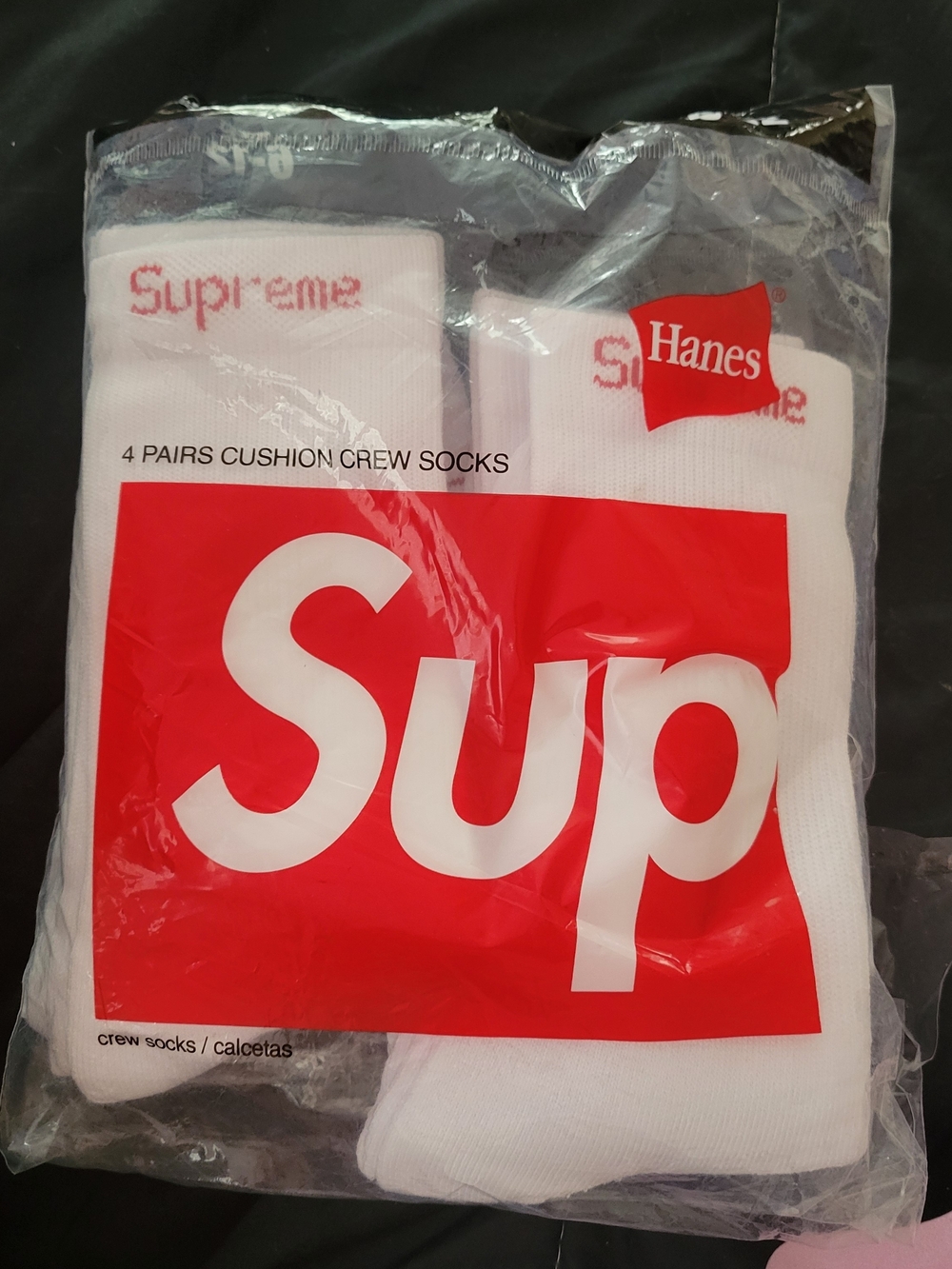 Supreme White Socks with Red Logo - 4 Pack Cushion Crew